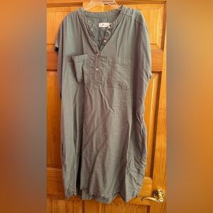 Vineyard Vines Olive Green Short-Sleeve Midi Shirt Dress